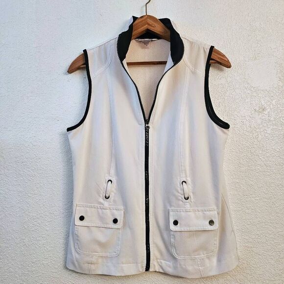 NWOT Allison Daley Zippered Vest w/ High-neck, detailed waist design & pockets - Picture 4 of 5